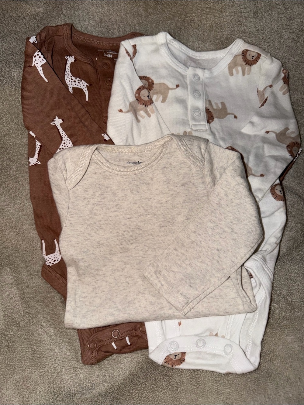 Carter's Neutral Safari Long-Sleeve Bodysuit Set - Cream & Brown